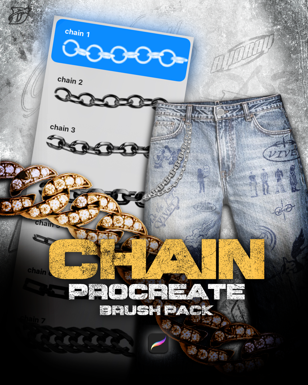 Chain Procreate Brush Pack V2 | 55+ Brushes