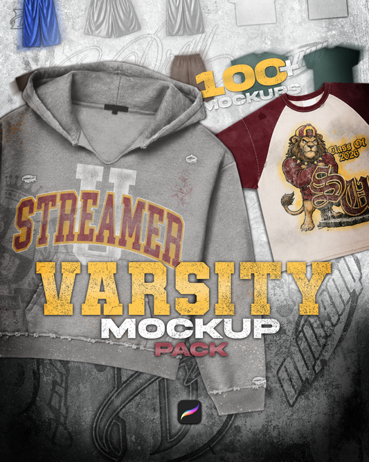Varsity Mockup Pack | 150+ MOCKUPS (Vintage hoodie, 3/4 shorts, Basketball shorts & More)