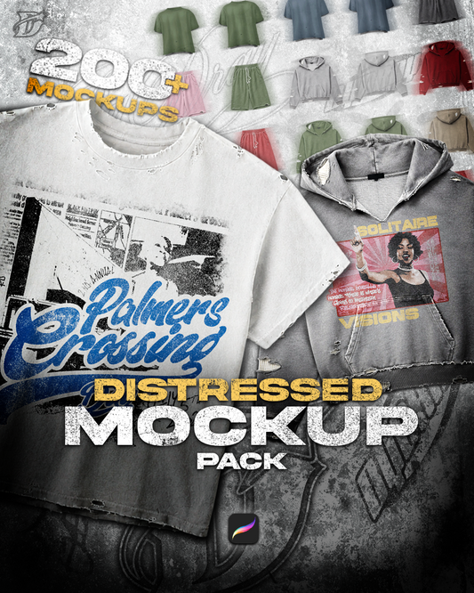 Distressed Mockup Pack | 200+ MOCKUPS (Distressed hoodie, 3/4 shorts, beanies & More)