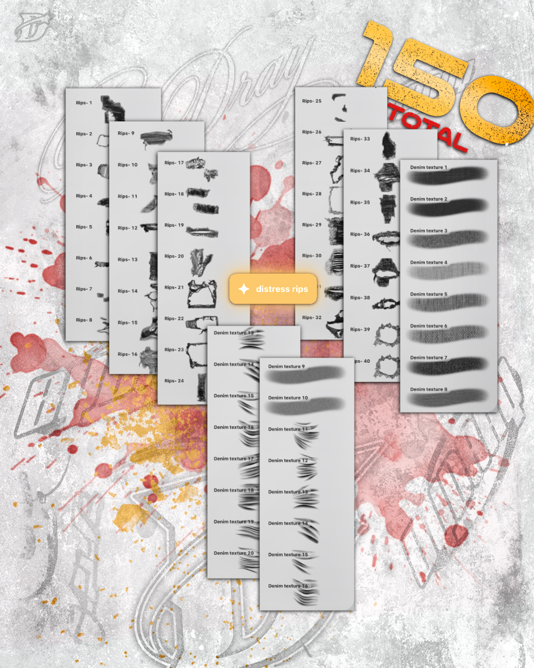 Distress Rip Procreate Brushes | 130+ brushes