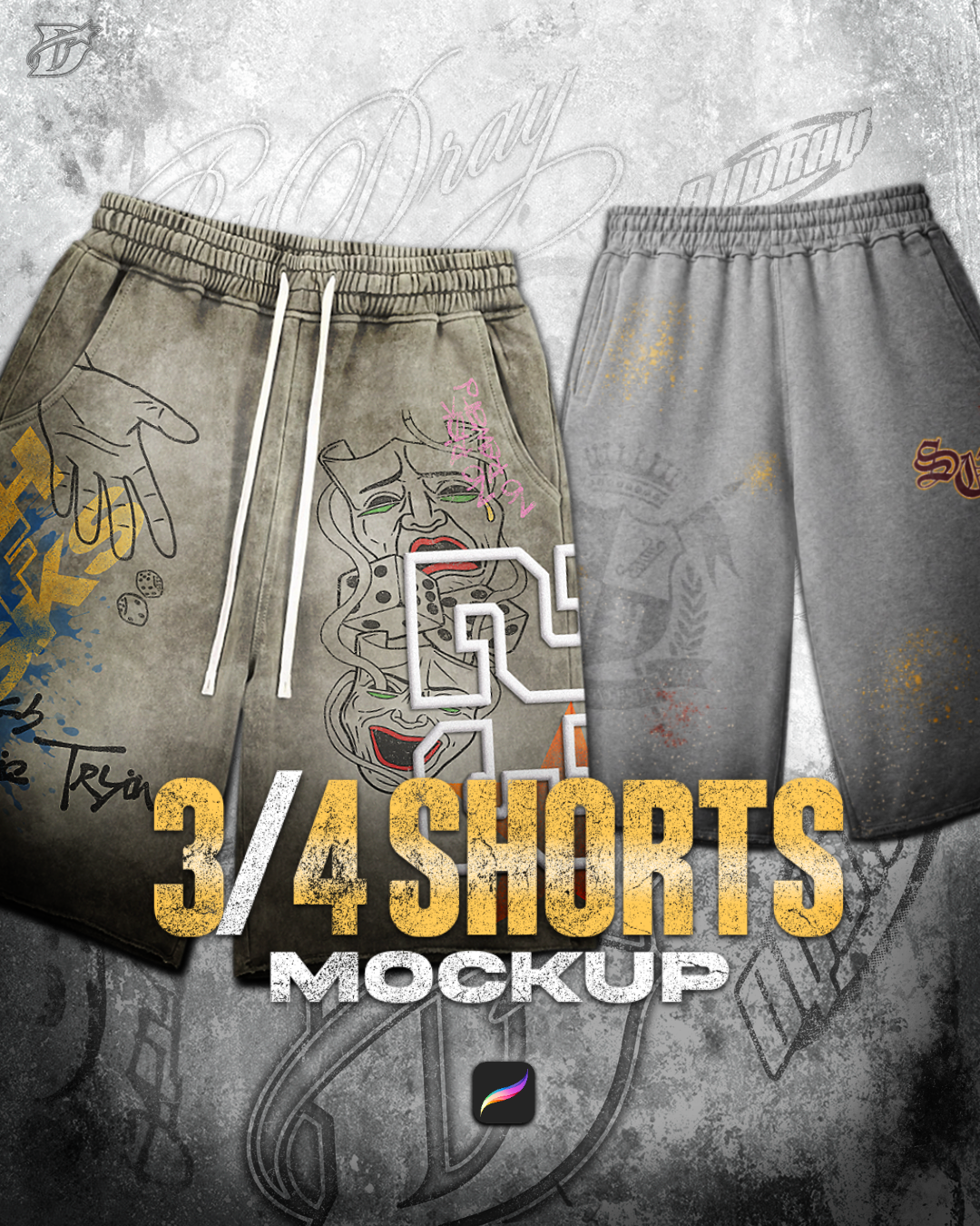 3/4 Shorts Mockup