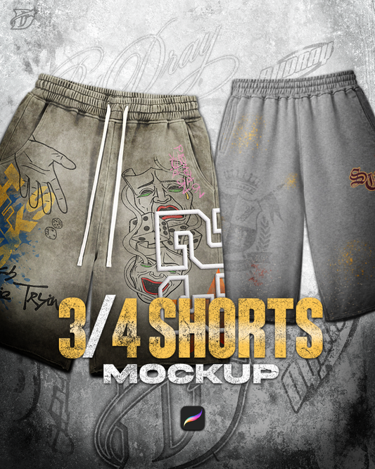 3/4 Shorts Mockup