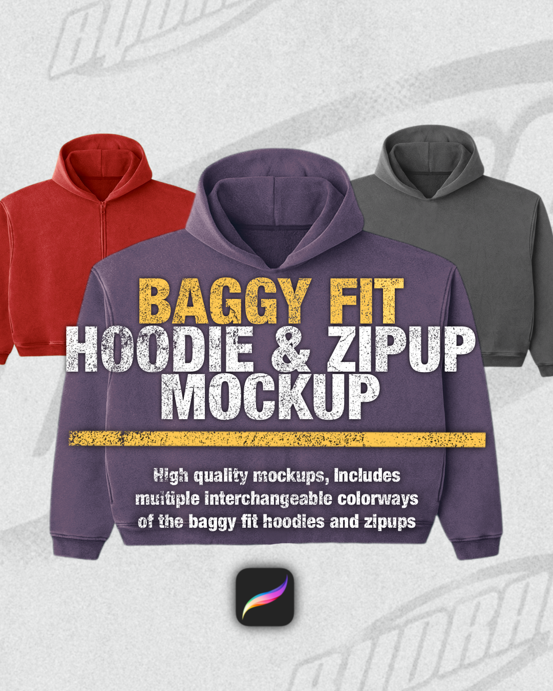 BAGGY FIT HOODIE & ZIPUP MOCKUP