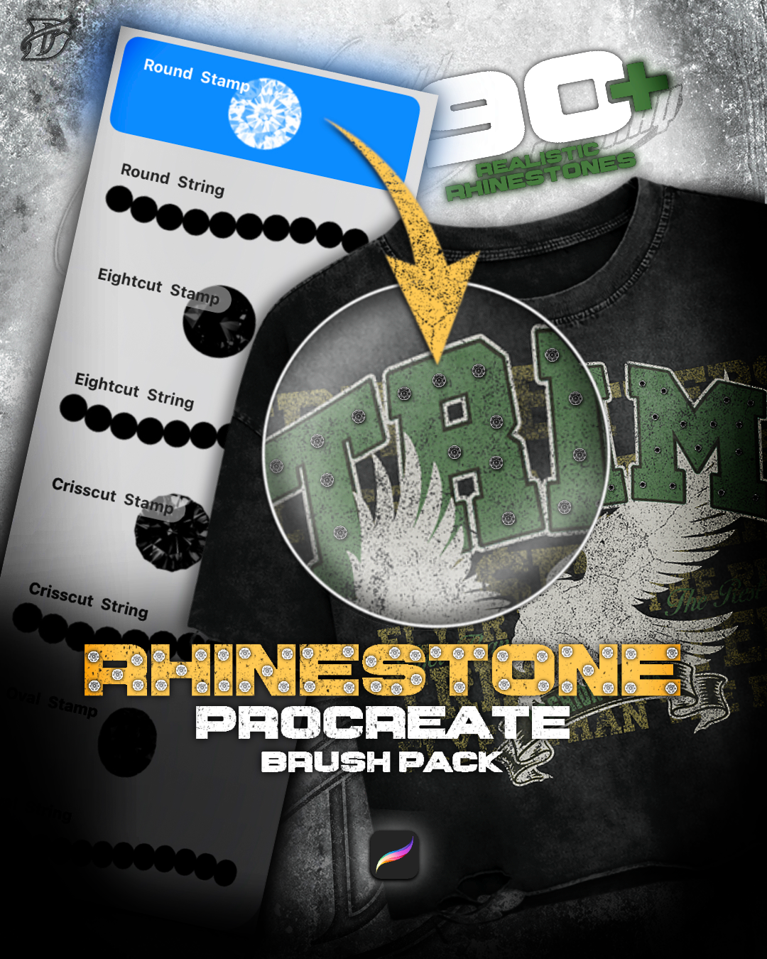 Rhinestone Procreate Brush Pack V2 | 90+ Brushes