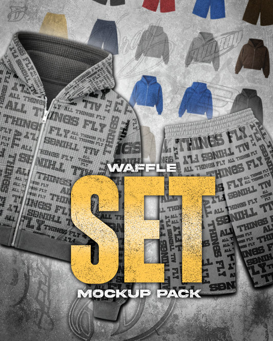 Waffle Set Mockup Pack | (Thermal Zipups & 3/4 Shorts)