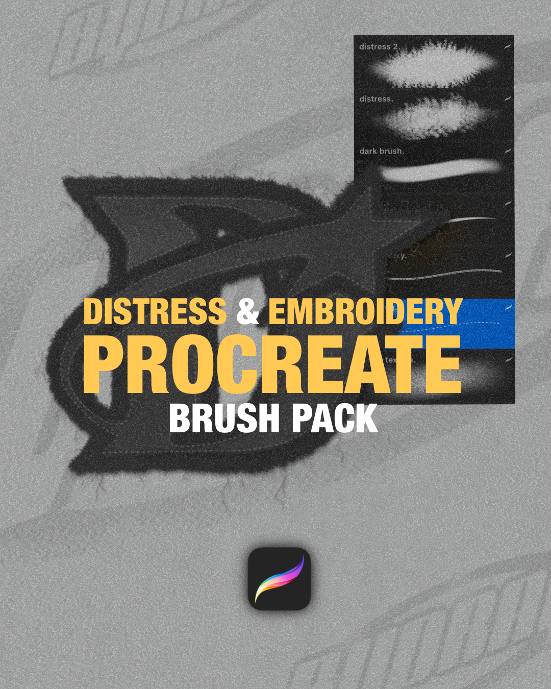 DISTRESS & EMBROIDERY PROCREATE BRUSH PACK